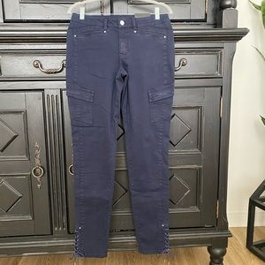 NWT WHBM The Saint Honore Jean Collection Skinny Indigo Soft Bling Ankle Tie 4L